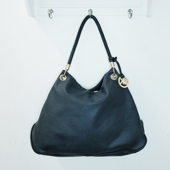 Michael Kors Black Pebbled Leather Hobo Shoulder Bag with Goldtone Logo - Picture 3 of 14